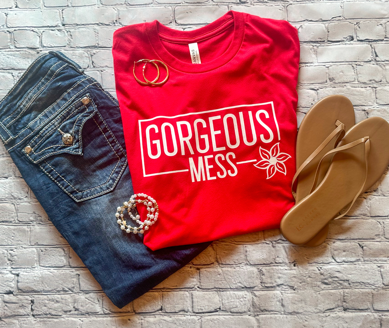 Gorgeous Mess Graphic Tee - Deep Red