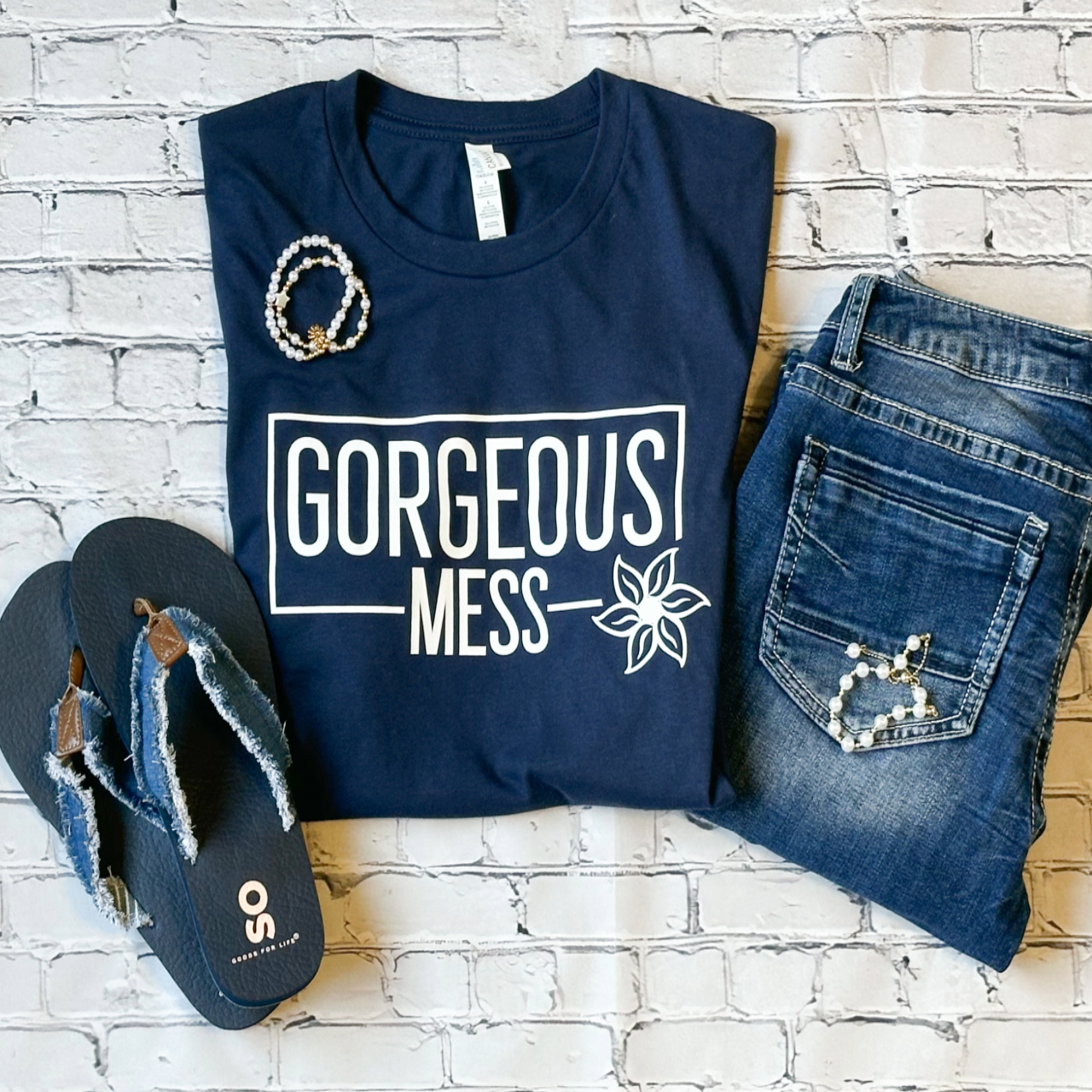 Gorgeous Mess Graphic Tee - Navy