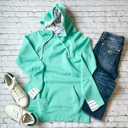 Madi Double Hood Pullover - Solid Mint