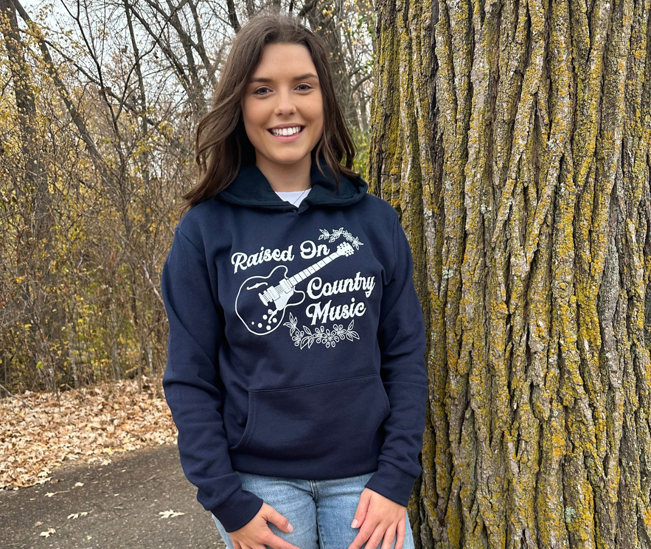 Raised On Country Music Graphic Hoodie - Solid Navy