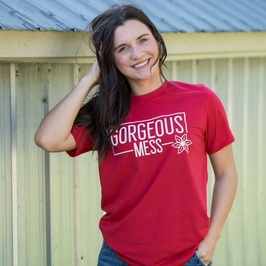 Gorgeous Mess Graphic Tee - Deep Red