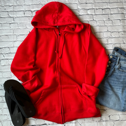 Bailey Full Zip Hoodie - Red