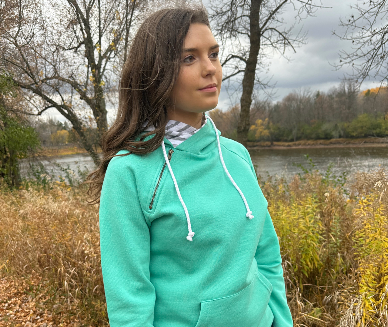 Madi Double Hood Pullover - Solid Mint