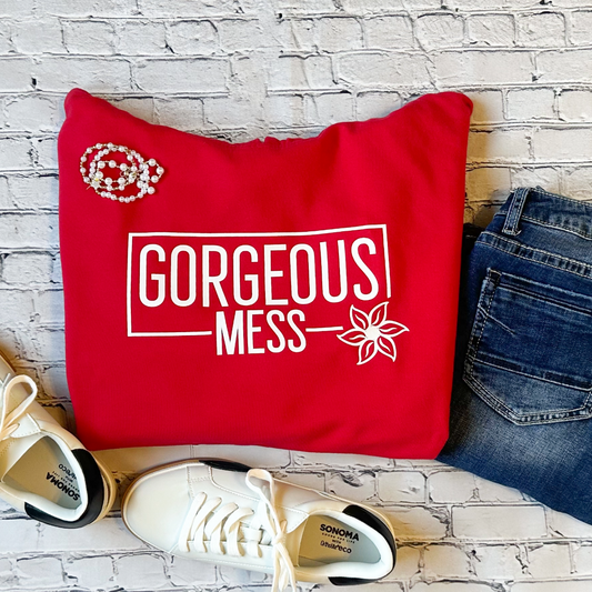 Gorgeous Mess Graphic Hoodie - Red