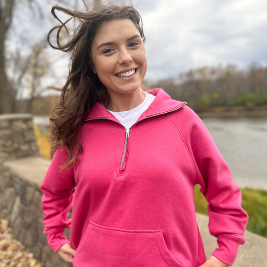 Jordy Boxy Half Zip Pullover - Pink